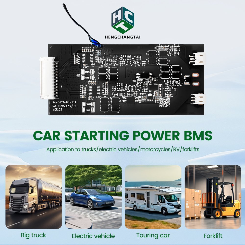 HCT BMS 4S 8S 10A 12V 24V 32V Car Truck Motorcycle Starting BMS for LFP NMC Lithium Battery