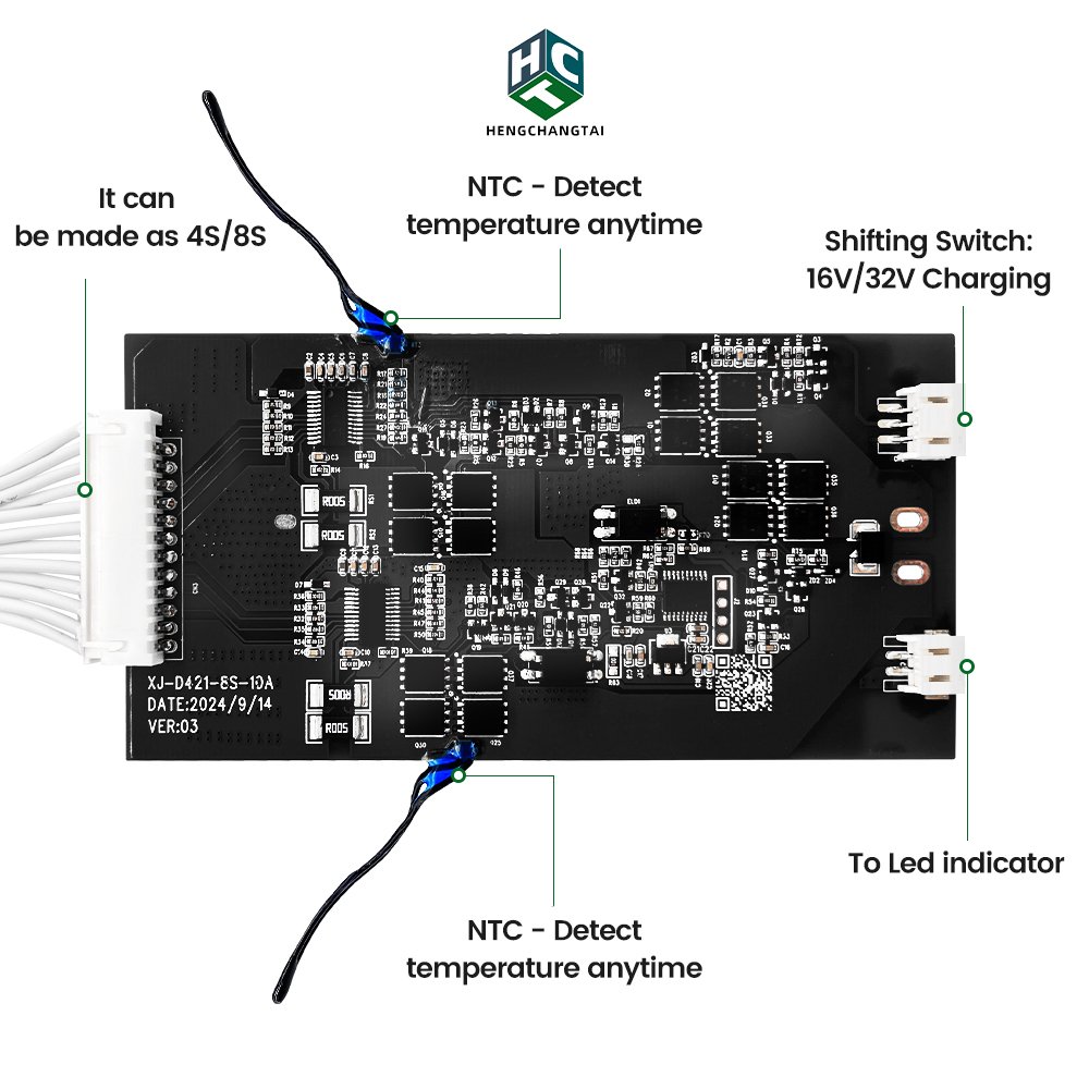 HCT BMS 4S 8S 10A 12V 24V 32V Car Truck Motorcycle Starting BMS for LFP NMC Lithium Battery