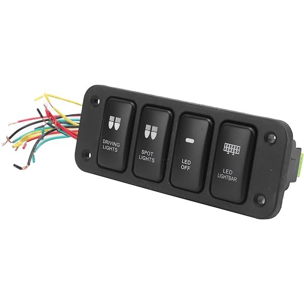 Fog Light Switch 4 Switch Panel Driving Light Blu-Ray Switch Push Button with Fog Light