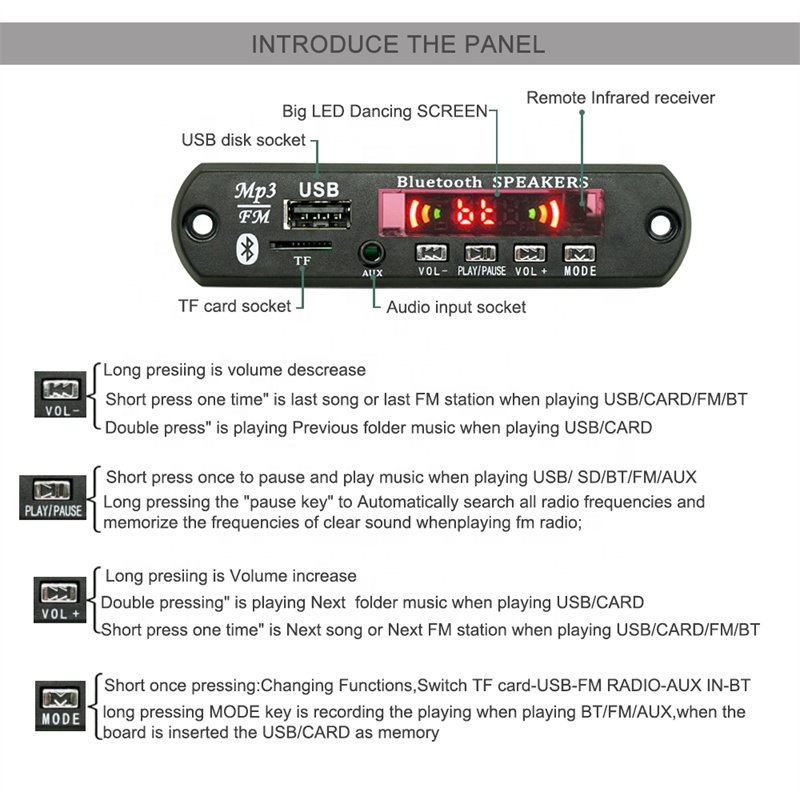 HIFI Audio System Bluetooth MP3 Decoder Board USB Bluetooth Kit 12V Car Accessories Reproductor MP3 Player Module Wireless