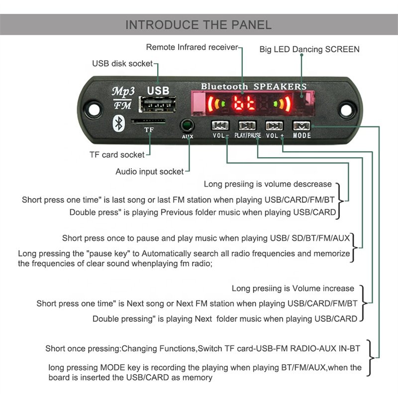 HIFI Audio System Bluetooth MP3 Decoder Board USB Bluetooth Kit 12V Car Accessories Reproductor MP3 Player Module Wireless
