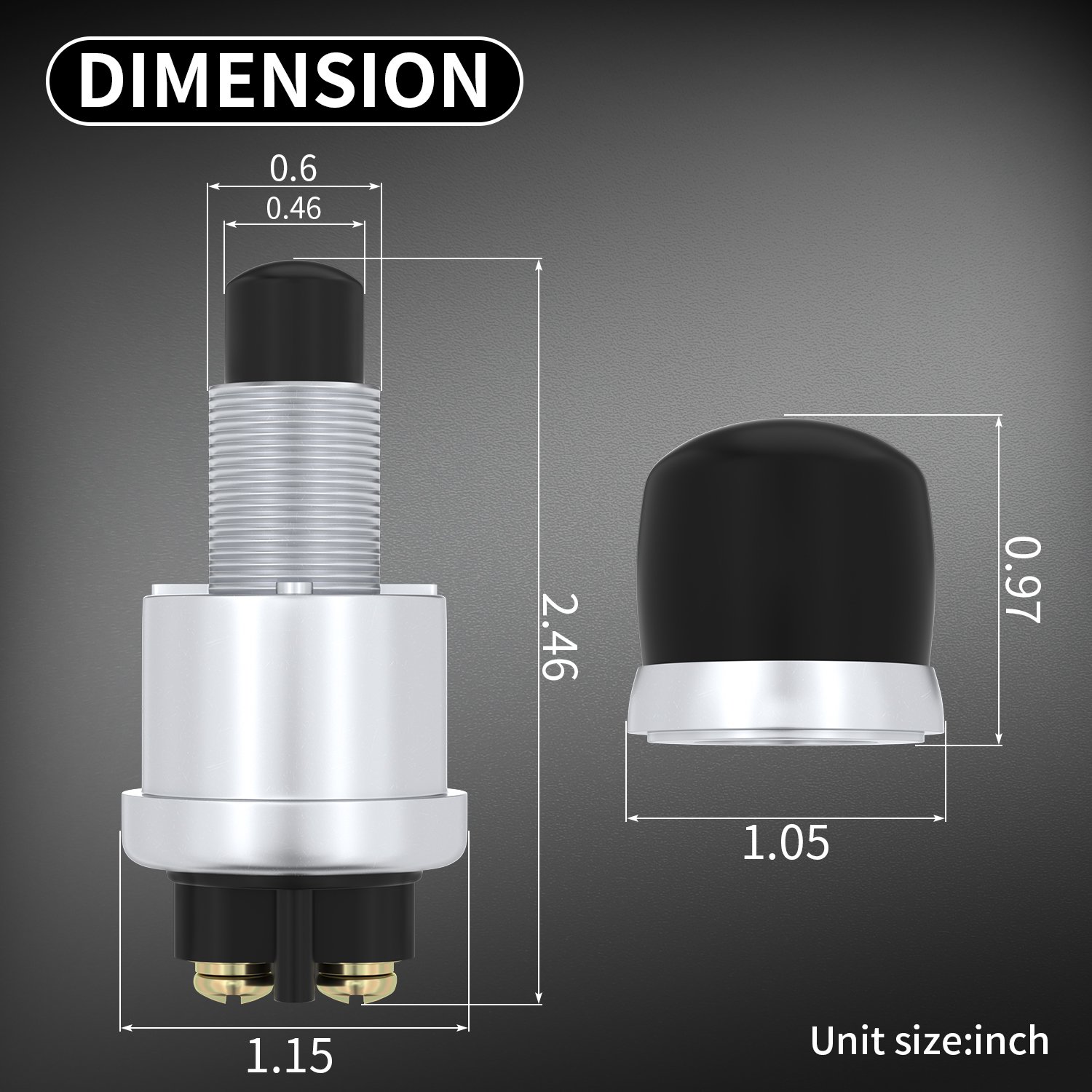 50A 12V/24V Push Start Button 16MM OFF-(ON) Momentary Push Button Switch Waterproof Push Button Starter Switch for Horn Engine