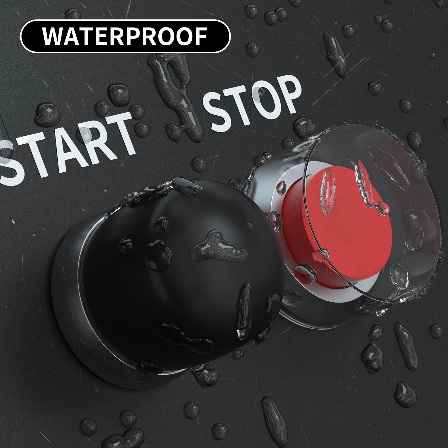 50A 12V/24V Push Start Button 16MM OFF-(ON) Momentary Push Button Switch Waterproof Push Button Starter Switch for Horn Engine