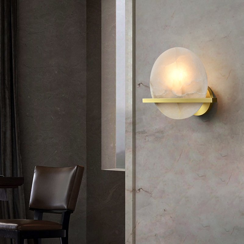 Project Design Alabaster Wall Lamp Modern Simple Brass Marble LED Copper Mounted Lamp Living Room Lamp Indoor Light Decor