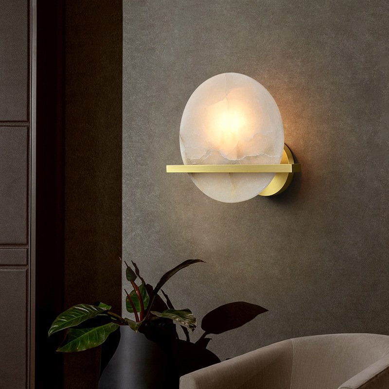 Project Design Alabaster Wall Lamp Modern Simple Brass Marble LED Copper Mounted Lamp Living Room Lamp Indoor Light Decor