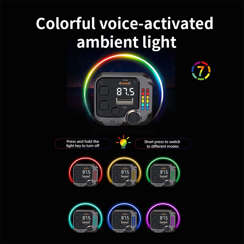 BT5.3 FM Transmitter QC3.0 Dual USB and PD20w Type-c Fast Car Charger Mp3 Player Car Wireless Handsfree Call Car Kit