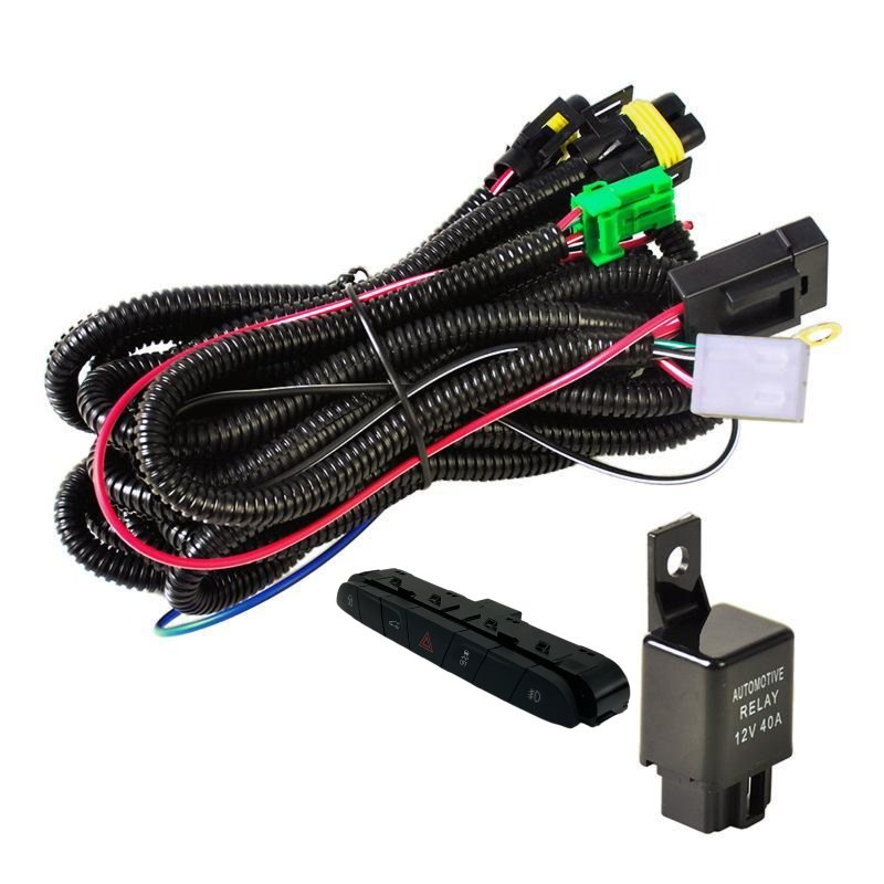 Modified Car Fog Light Wiring Harness Kit With Fuse and Relay Led Switch Wire Cable for Chevrolet Cavalier