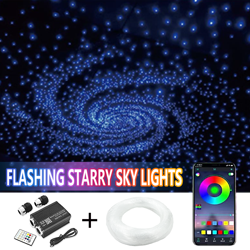 200 - 600 Stars Car Home Universal Bluetooth APP Controlled+Music Activated RGBW LED 18W Twinkle Fiber Optic Star Ceiling Kit