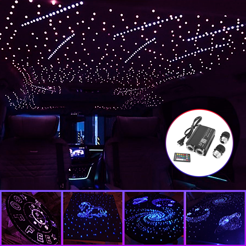 200 - 600 Stars Car Home Universal Bluetooth APP Controlled+Music Activated RGBW LED 18W Twinkle Fiber Optic Star Ceiling Kit
