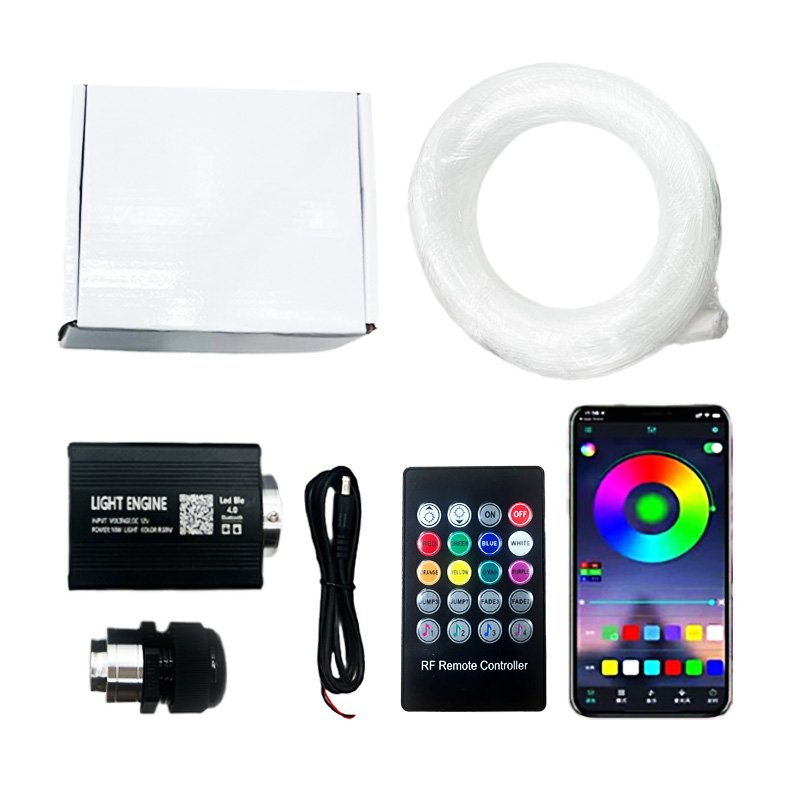 200 - 600 Stars Car Home Universal Bluetooth APP Controlled+Music Activated RGBW LED 18W Twinkle Fiber Optic Star Ceiling Kit