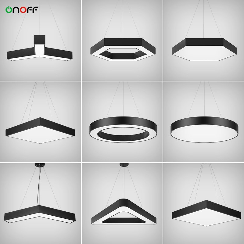 Customized Suspend Hexagon Led Panel Modern Ceiling Hanging Light for Indoor Decoration