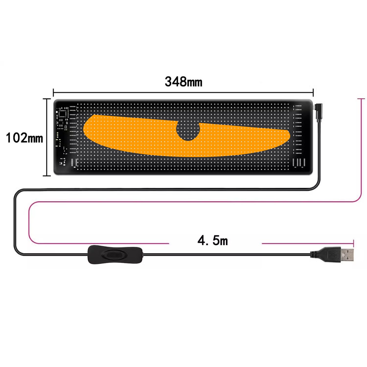Devil's Eye LED Display Screen LED Flexible Screen APP Bluetooth Car Screen Windshield