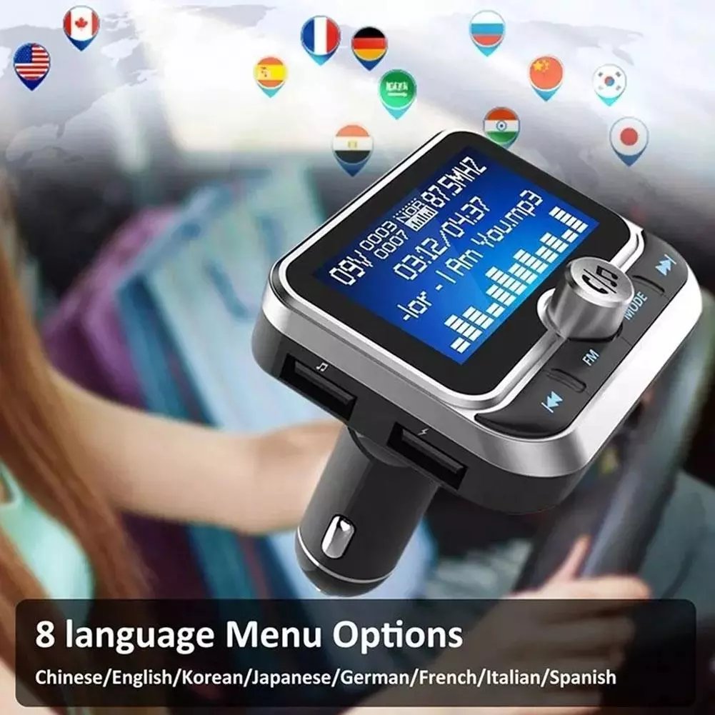 New Bluetooth Car FM Transmitter MP3 Player Hands Free Radio Adapter 2-USB Charger