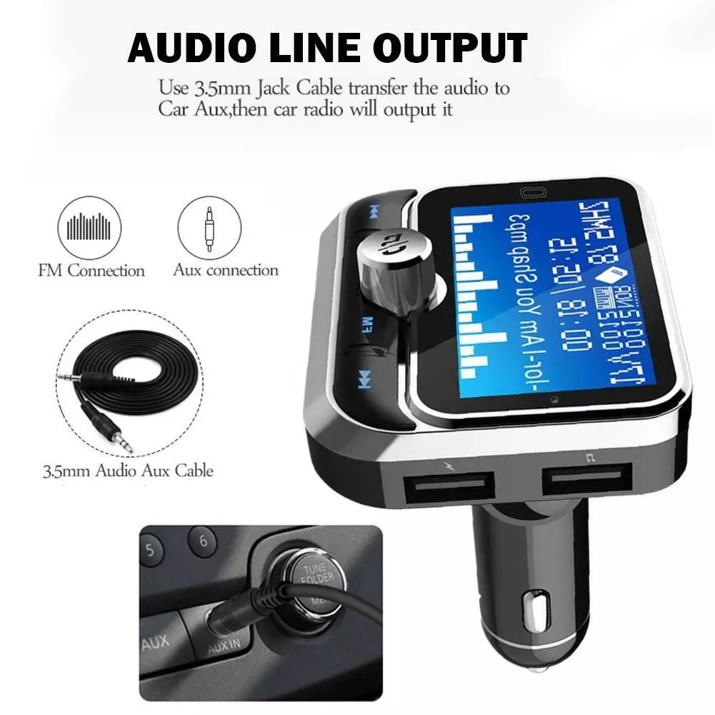 New Bluetooth Car FM Transmitter MP3 Player Hands Free Radio Adapter 2-USB Charger