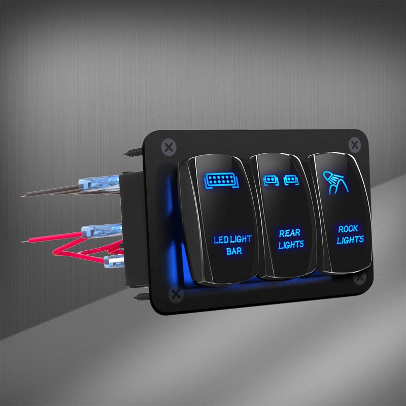 Car and Marine Three-in-one DC12V 20A/24V 10A Truck Front and Rear LED Switch Panel Rocker Switch