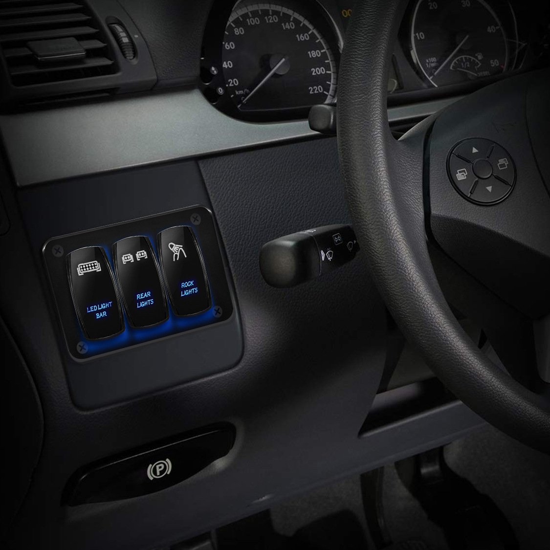 Car and Marine Three-in-one DC12V 20A/24V 10A Truck Front and Rear LED Switch Panel Rocker Switch