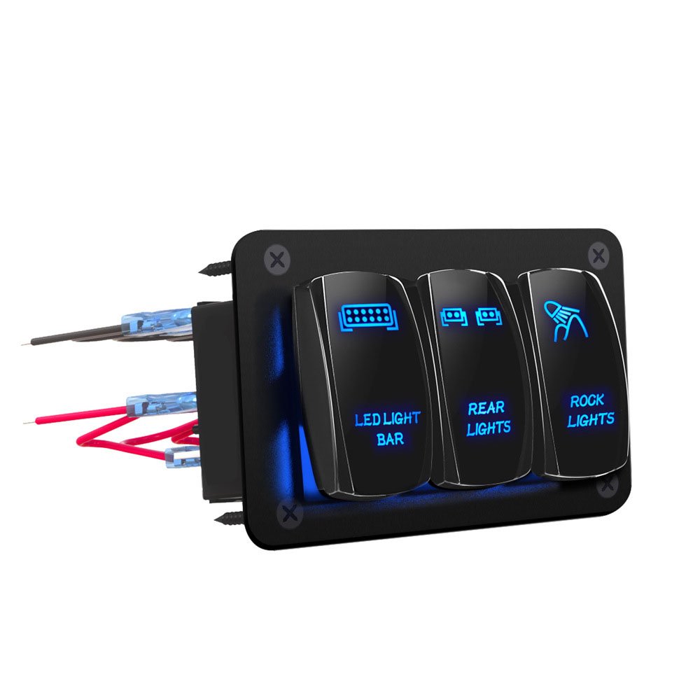Car and Marine Three-in-one DC12V 20A/24V 10A Truck Front and Rear LED Switch Panel Rocker Switch