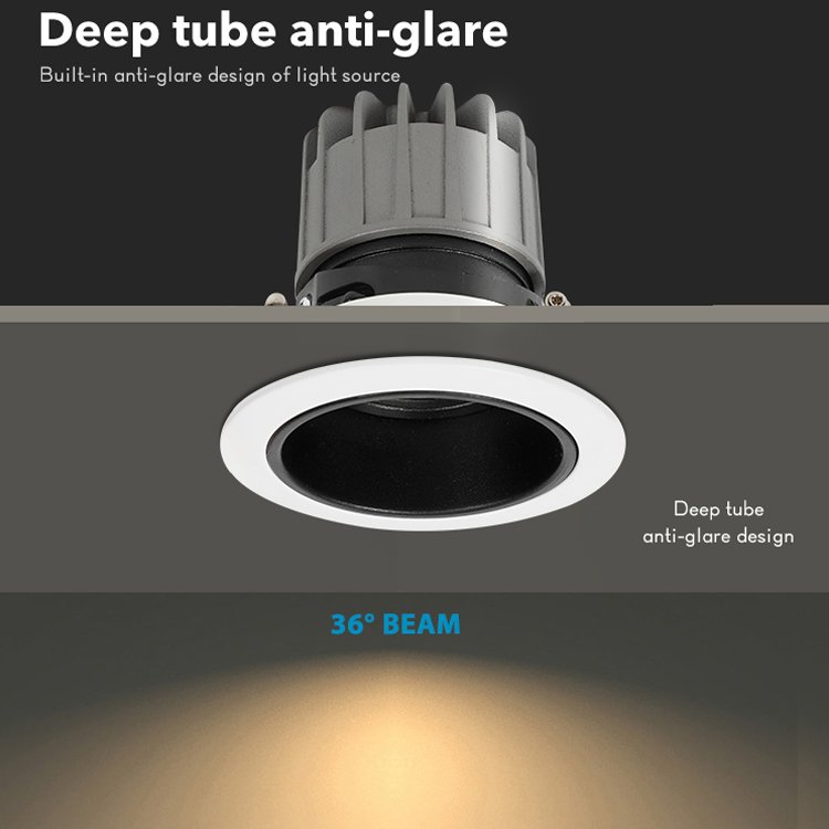 Factory Made Commercial Ultra-Thin Recessed Down Light Led Ceiling Light Spotlight Anti-Glare COB 7w 10w 12w Led Downlights