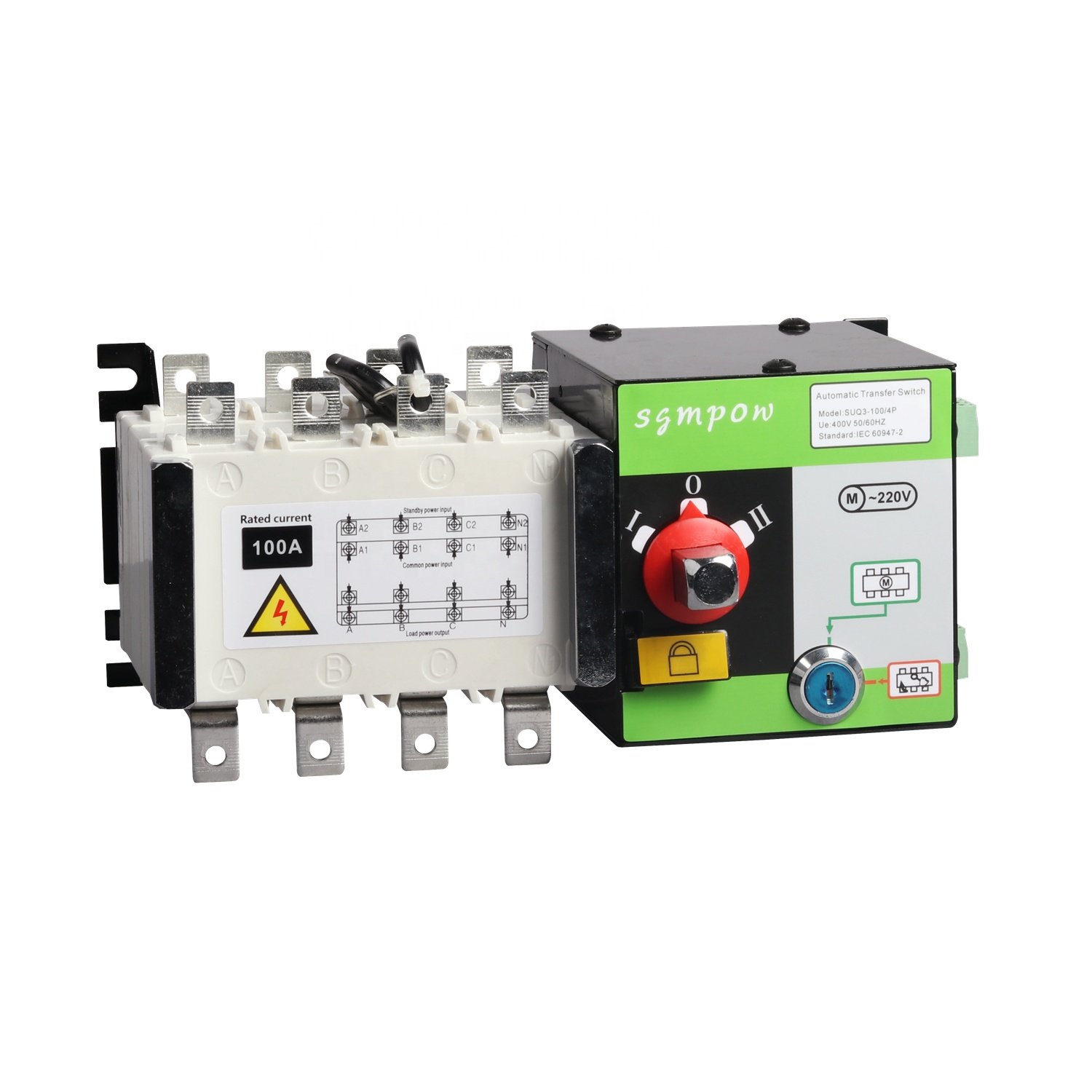SUQ3-100A 3P 4P 100A ATS Dual Power Automatic Transfer Switch Auto Manual Changeover Switch
