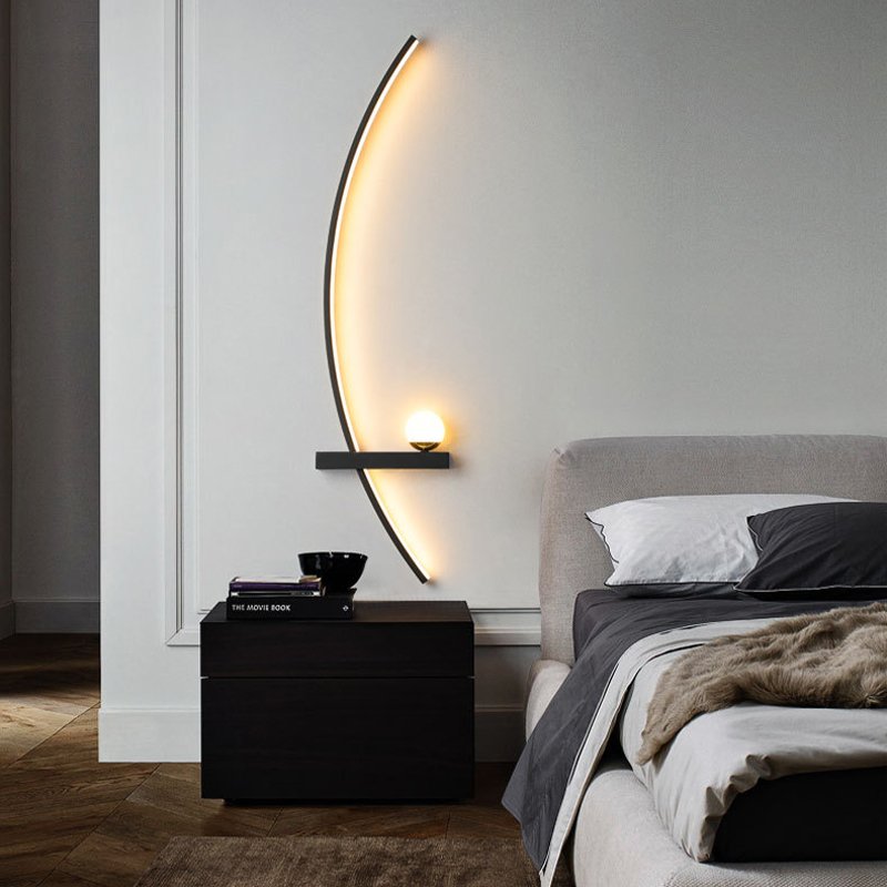 Nordic Indoor Rechargeable Wall Lamp Black Wall Light for Living Room Sofa Background Wall Decorative Lamp Luxury Sconce