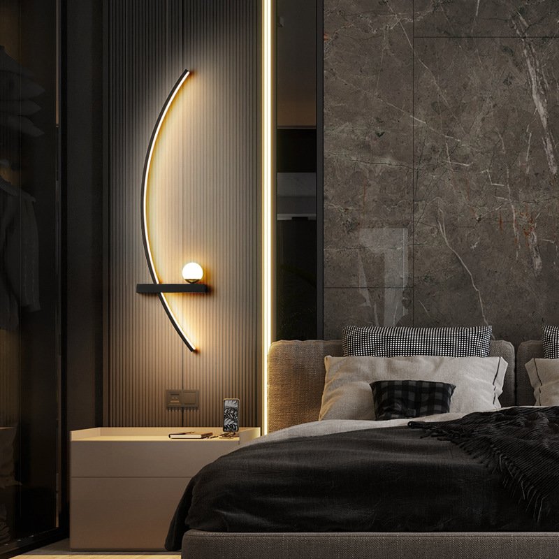 Nordic Indoor Rechargeable Wall Lamp Black Wall Light for Living Room Sofa Background Wall Decorative Lamp Luxury Sconce