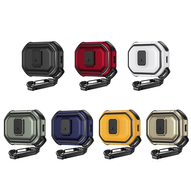 Auto Snap Switch Heavy Duty PC Shockproof Case for AirPods Pro2 Anti-fall Earphone Protective Cover for Airpod 4 With Keychain