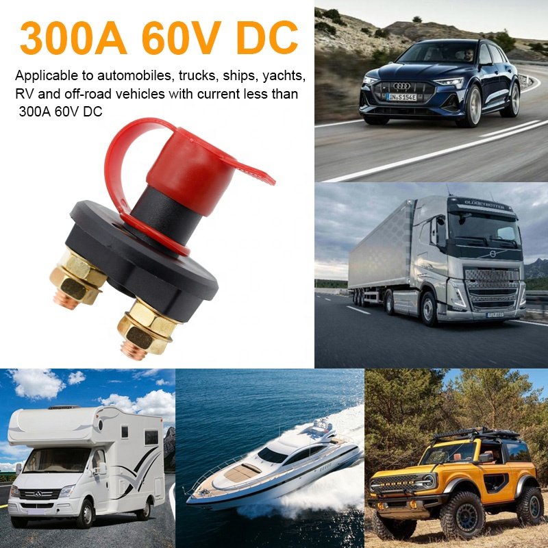 Universal Car 300A M10 M8 Master Power Rotary Auto Battery Disconnect Boat Cut Off Kill Switch Switch With Removable Key