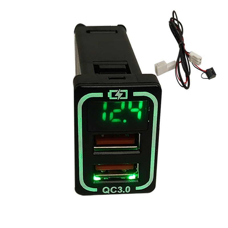 Dual QC3.0 and QC3.0 12V/24V Panel Mount USB Outlet with LED Voltmeter for Car Truck