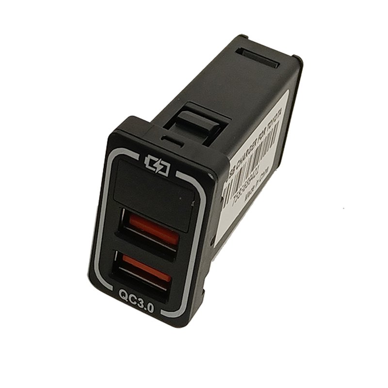 Dual QC3.0 and QC3.0 12V/24V Panel Mount USB Outlet with LED Voltmeter for Car Truck
