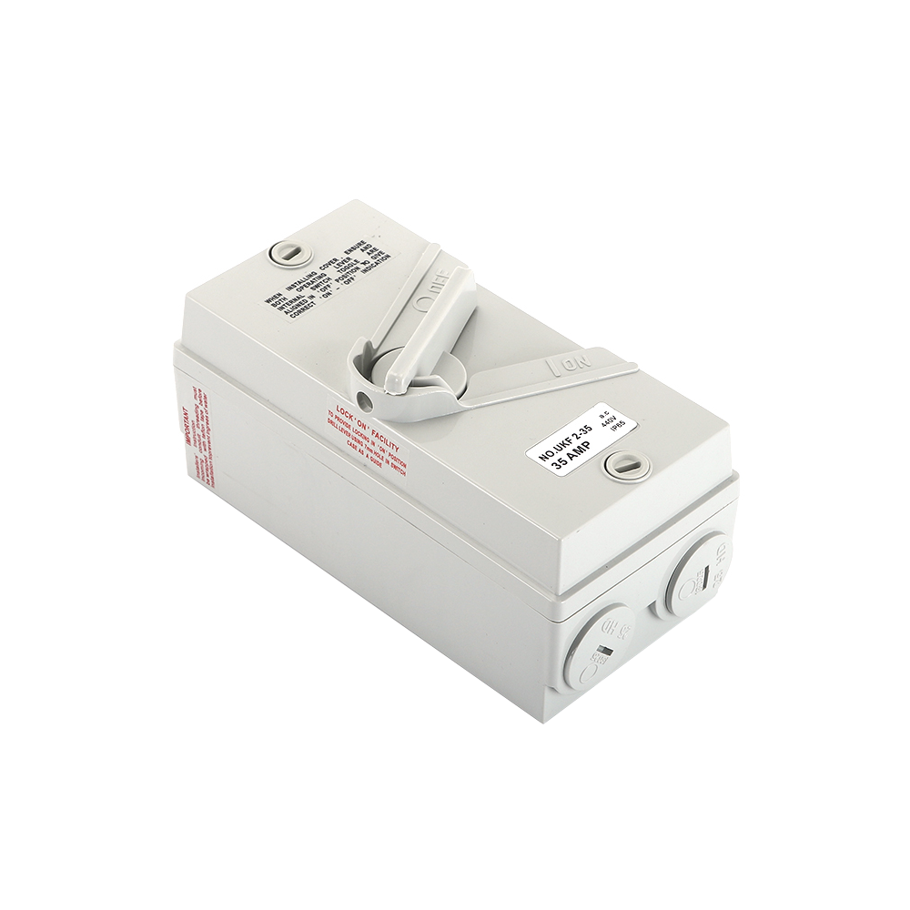 AC IP65 Weatherproof Protected Isolator Switch Waterproof UKF 3P 20A 35A 63A 440V Made Of Metal And Plastic CE ROHS Certified