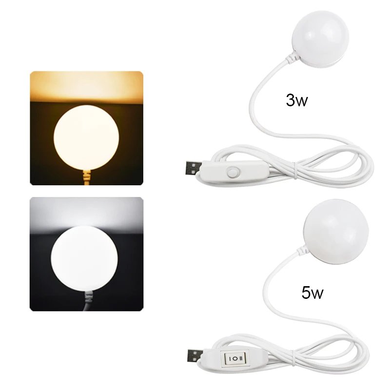 Portable USB Mini LED Night Light Reading Lamp for Dormitory Bedroom and Emergencies