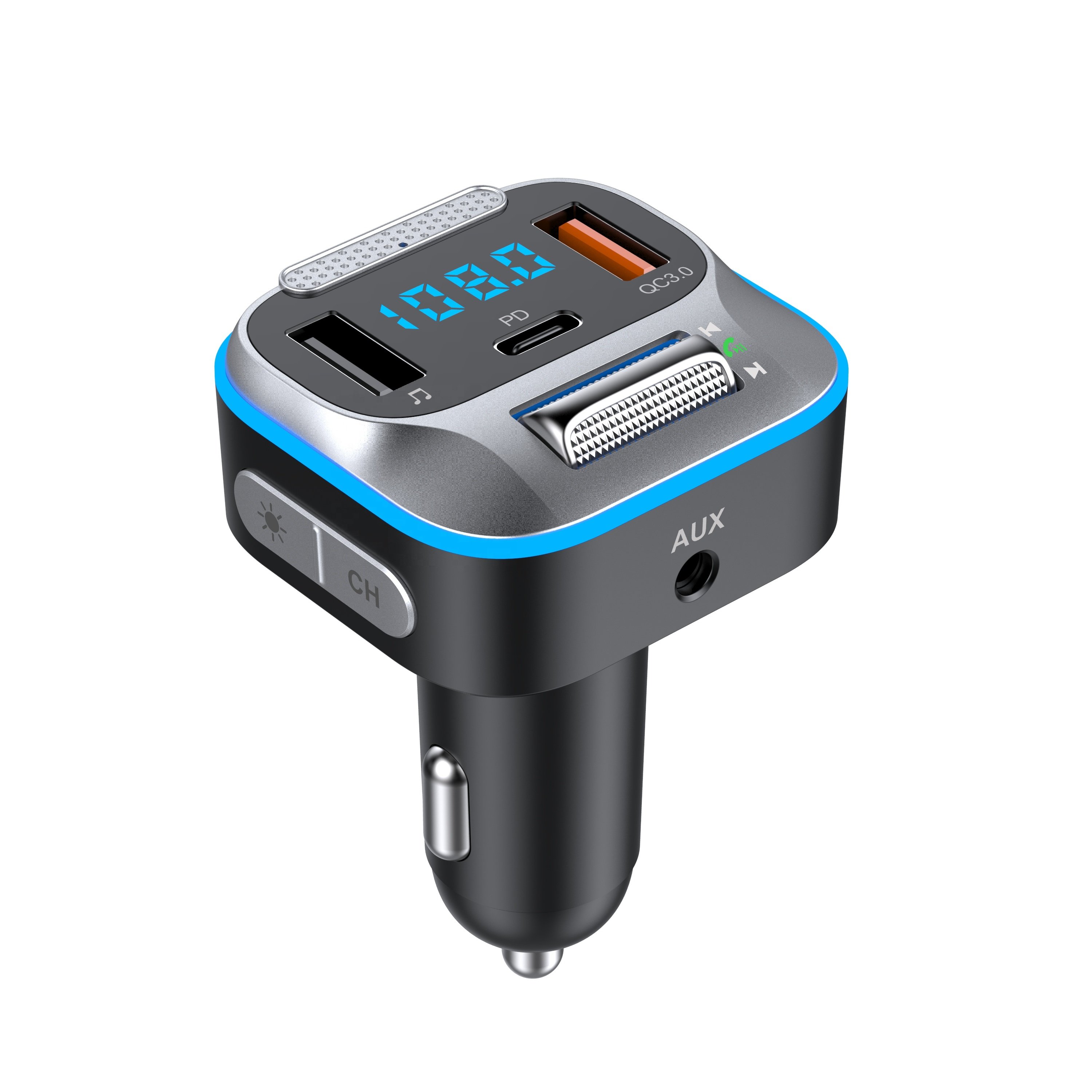 Agetunr T73 Bluetooth Adapter for Car, Type-C PD + QC3.0 Fast USB Charger, Hands Free & Audio Receiver Hi Fi Bass Support U Disk