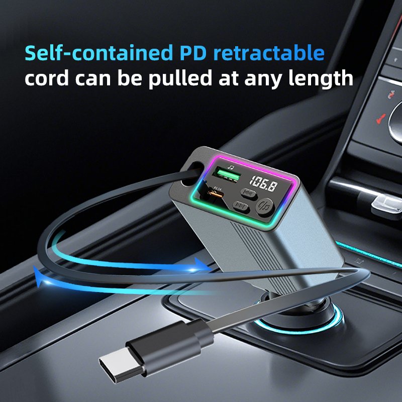 C77 Aluminum Case Bluetooth Car Kit PD30W QC3.0 USB 5V 3.1A Charger Wireless FM Transmitter Hands-Free for Phone