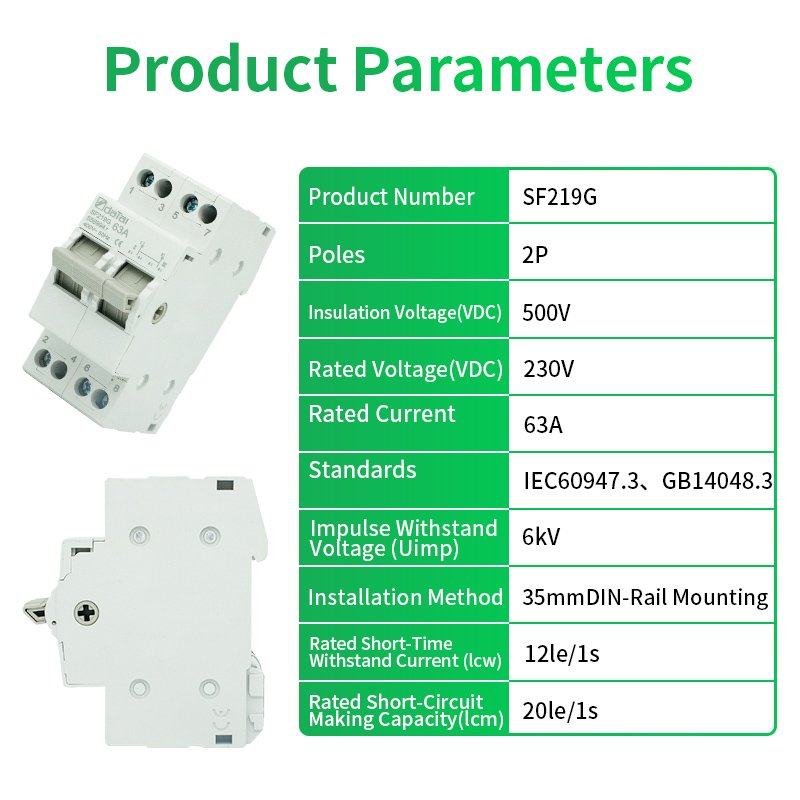 Modular Dual Power Manual Changeover Switch 2P 2poles 63A SF219 Change Over Switch