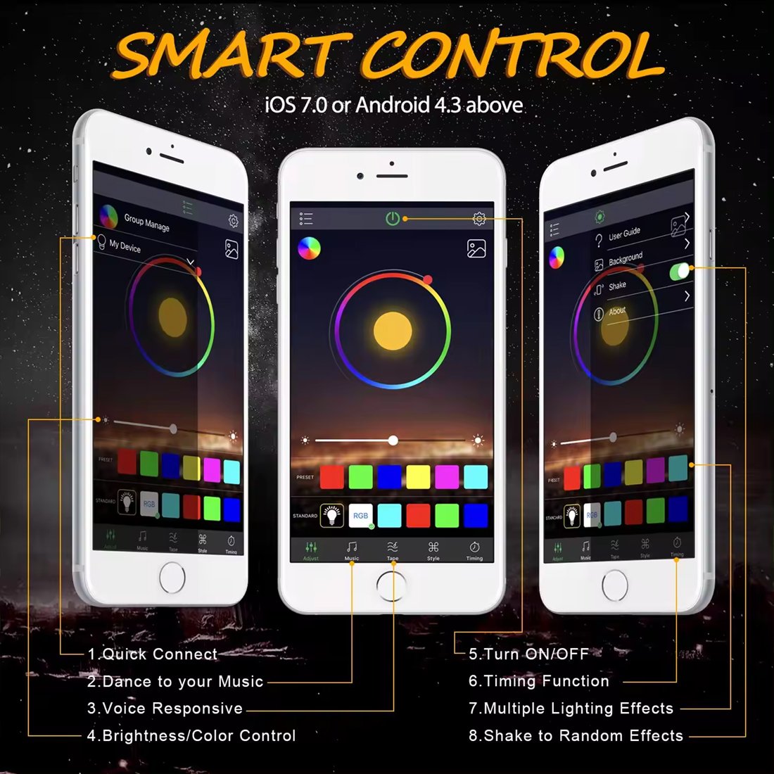 Auto Car Interior Accessories 9W 12V BlueTooth App Control LED Pod Rock Lights 4/8/12pcs Pods Kit for Off Road Utv Atv