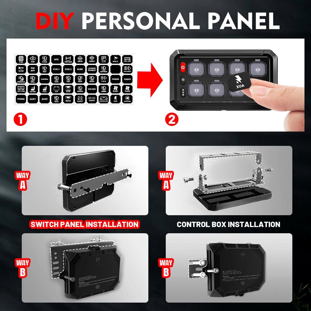 8 Switch Panel Relay System RGB 8-Gang Switch Panel Led Light Bar Circuit Relay System 12/24V