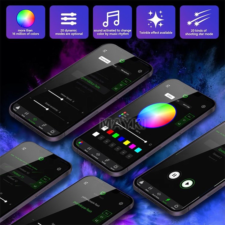 50sqm 64w Rgb Fiber Optic Ceiling Lights Star Kit Twinkle With Bluetooth App for Home Cinema Meeting Use