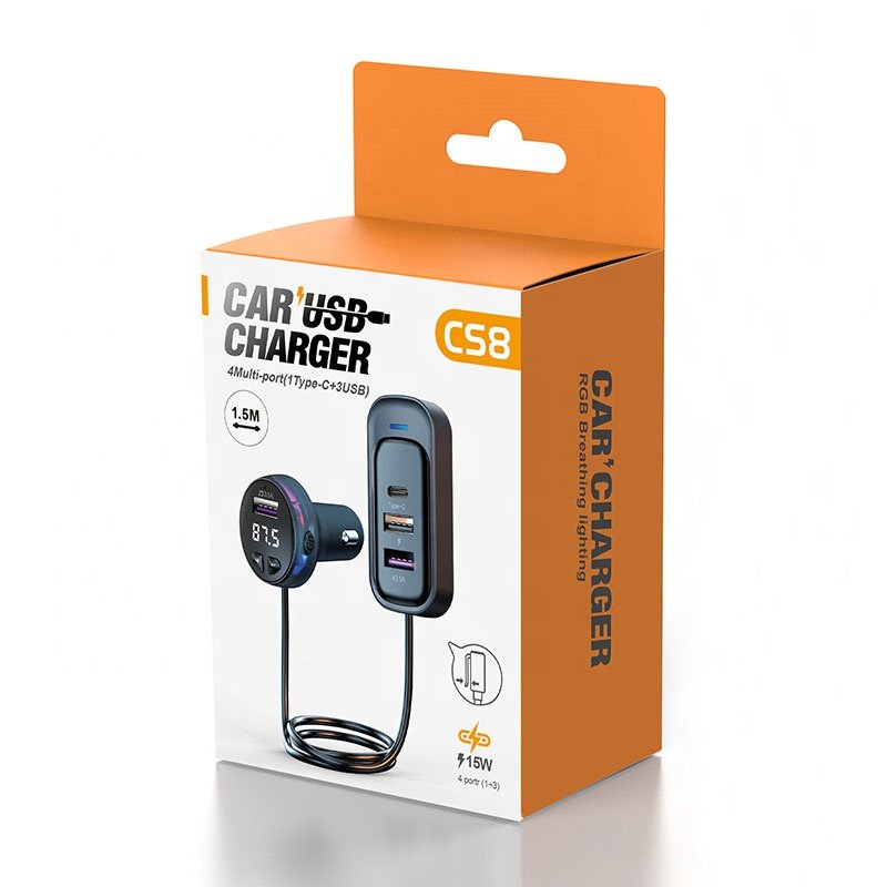 Car Bluetooth 5.3 FM Transmitter Audio Adapter Mp3 Player Speaker Wireless Car Kit Handsfree Back Row USB 3.1A Fast Charger
