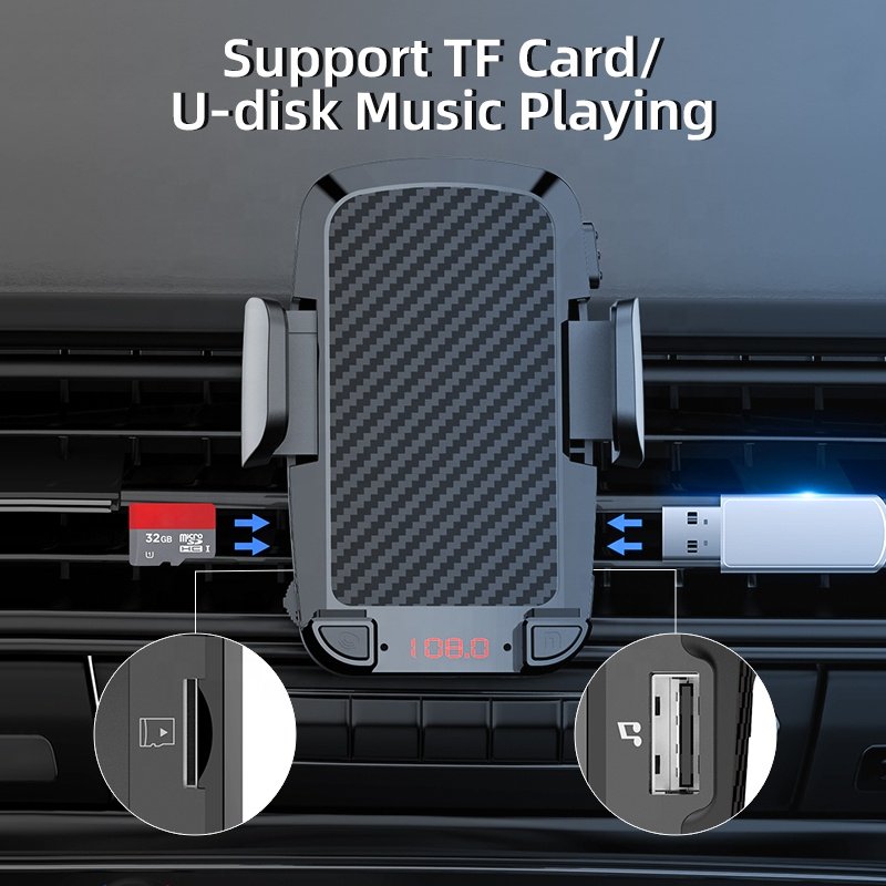 Universal Car Phone Holder air Vent Gravity Stand Multifunctional bluetooth Fm Transmitter Car Kit Mp3 Modulator Player