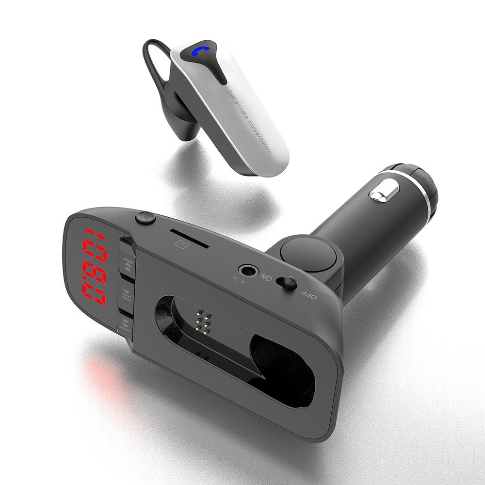GXYKIT ER9 Wireless In-Car Bluetooth Dual USB Car Audio Adapter Bluetooth FM Transmitter MP3 Player With Bluetooth Earphone