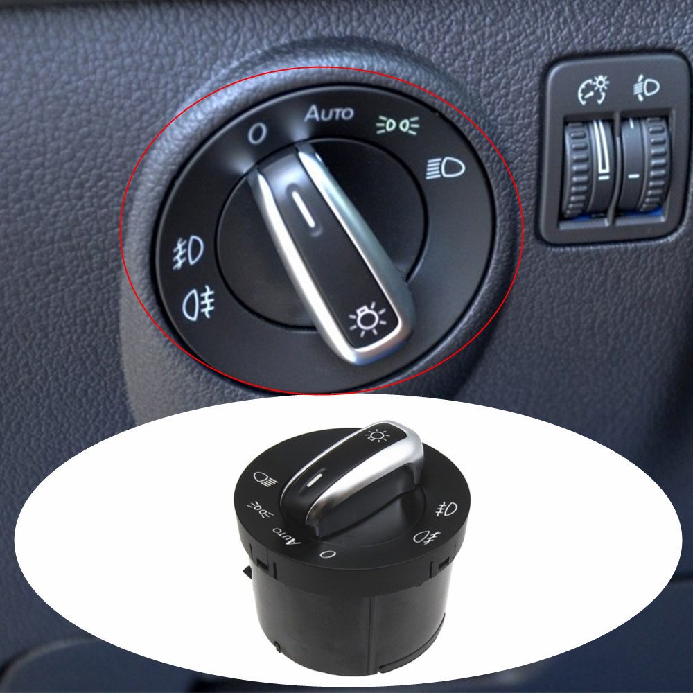 5ND941431B Auto Headlight Switch for VW Golf Jetta MK5 Tiguan MK6 Fog Lamp Knob Fit Caddy Passat B6 CC Polo Chrome