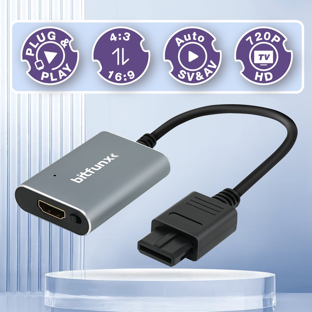 Retro Game Accessories 720p HDMI-compatible Adapter SV/AV HD Converter for NTSC PAL N64 SNES NGC Console Aspect Ratio Switch