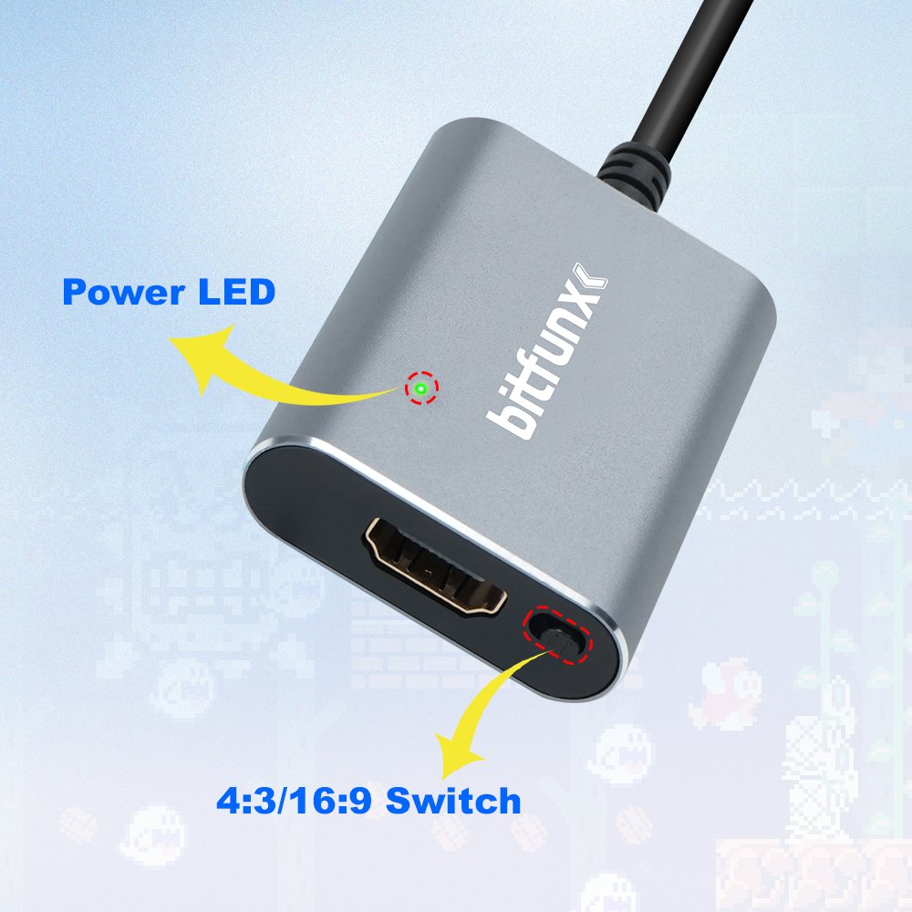 Retro Game Accessories 720p HDMI-compatible Adapter SV/AV HD Converter for NTSC PAL N64 SNES NGC Console Aspect Ratio Switch