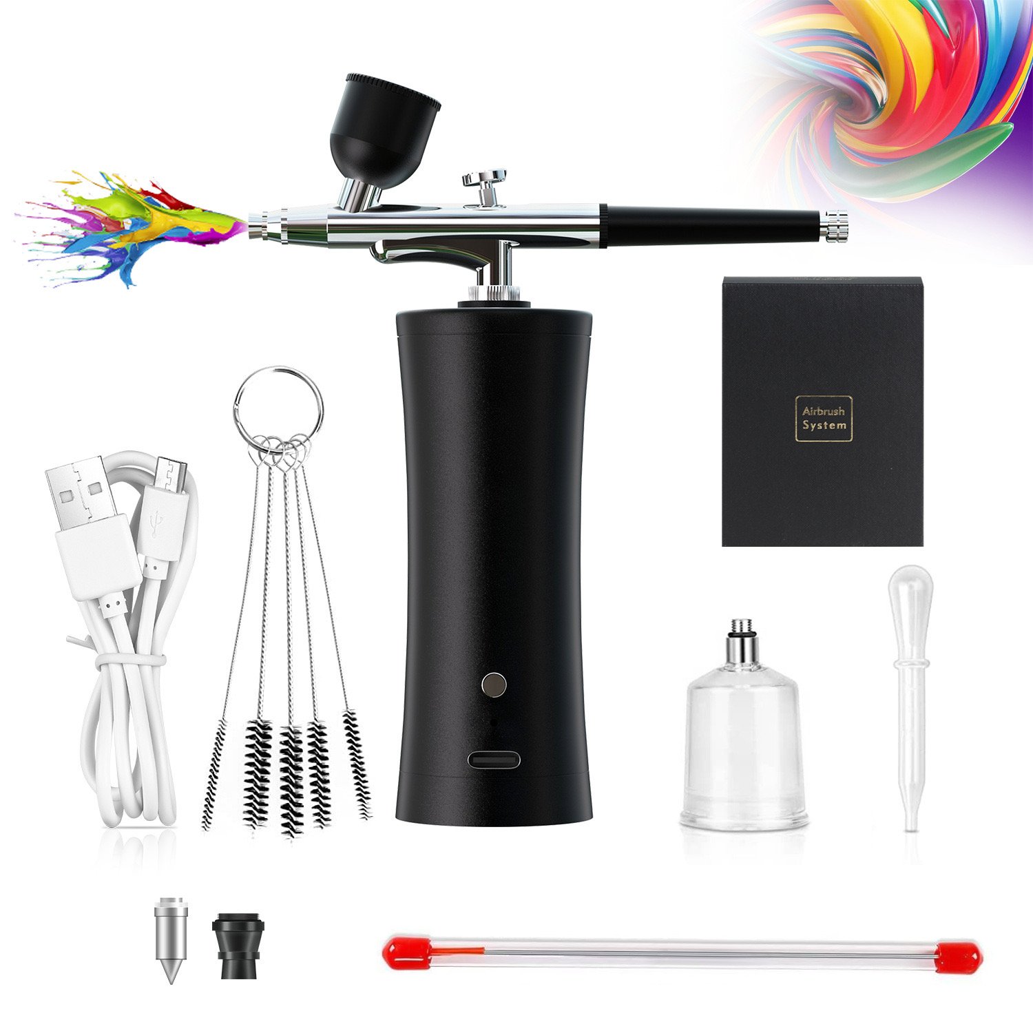 2nd Generation Airbrush Kit Compressor Cordless High-Pressure Auto Air Brush Gun 0.3mm Nozzle Cleaning Airbrush for Brow Tattoo