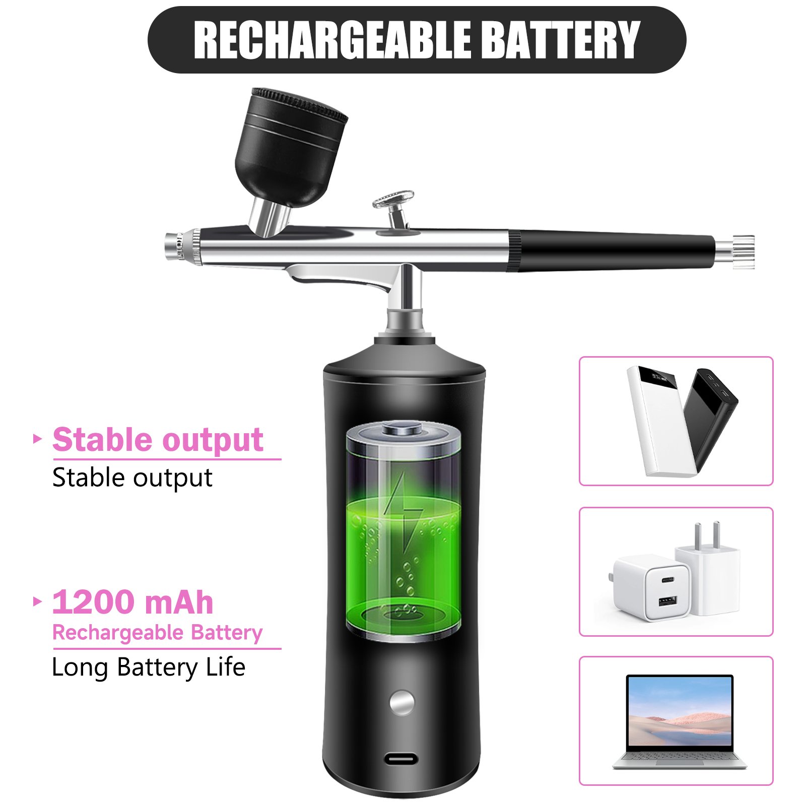 2nd Generation Airbrush Kit Compressor Cordless High-Pressure Auto Air Brush Gun 0.3mm Nozzle Cleaning Airbrush for Brow Tattoo