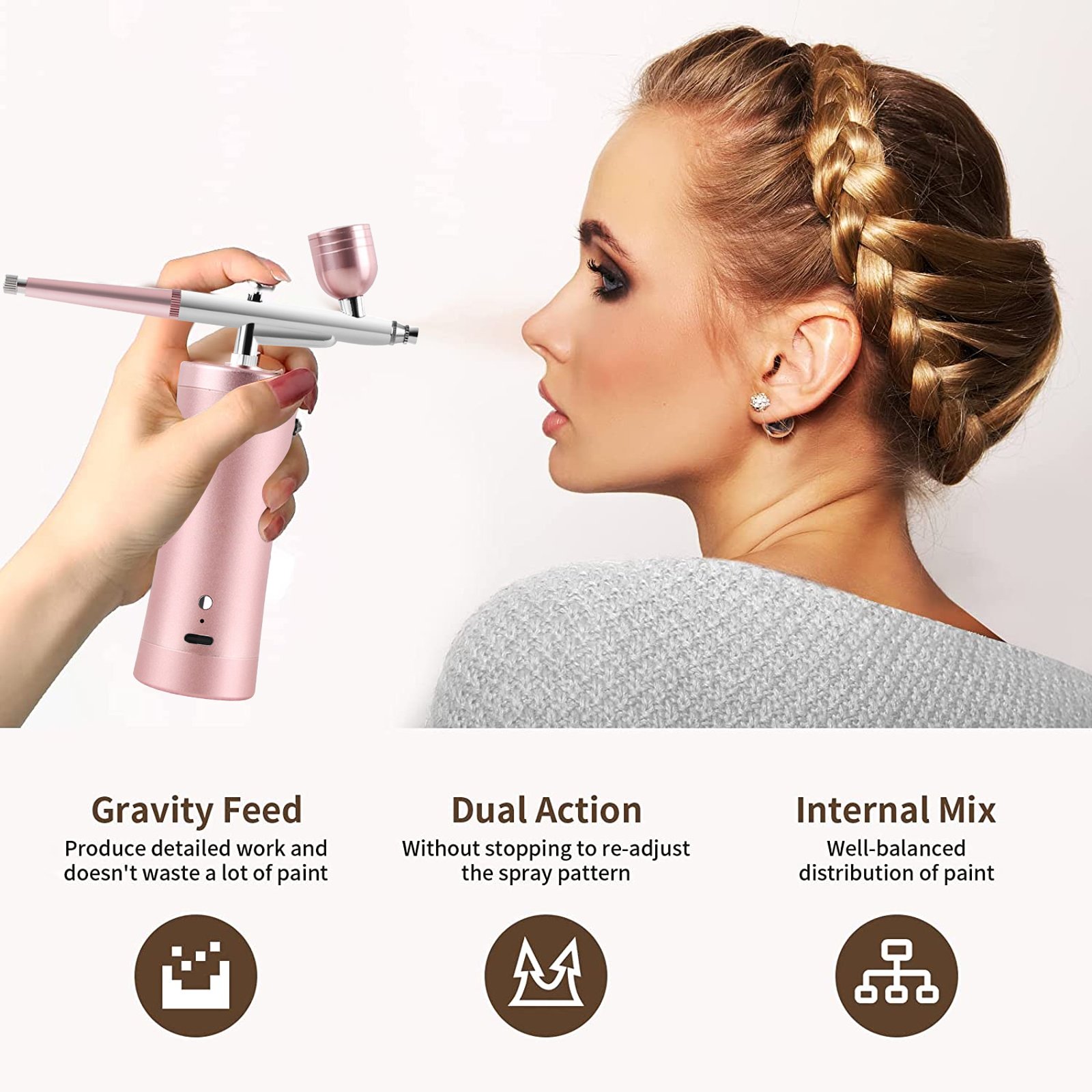 2nd Generation Airbrush Kit Compressor Cordless High-Pressure Auto Air Brush Gun 0.3mm Nozzle Cleaning Airbrush for Brow Tattoo
