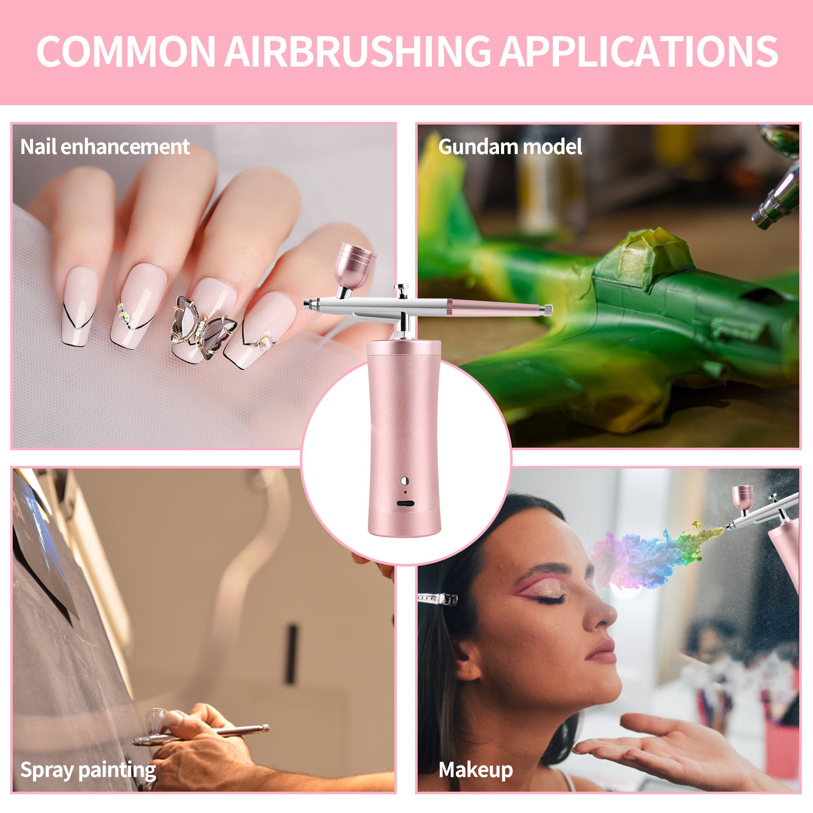 2nd Generation Airbrush Kit Compressor Cordless High-Pressure Auto Air Brush Gun 0.3mm Nozzle Cleaning Airbrush for Brow Tattoo