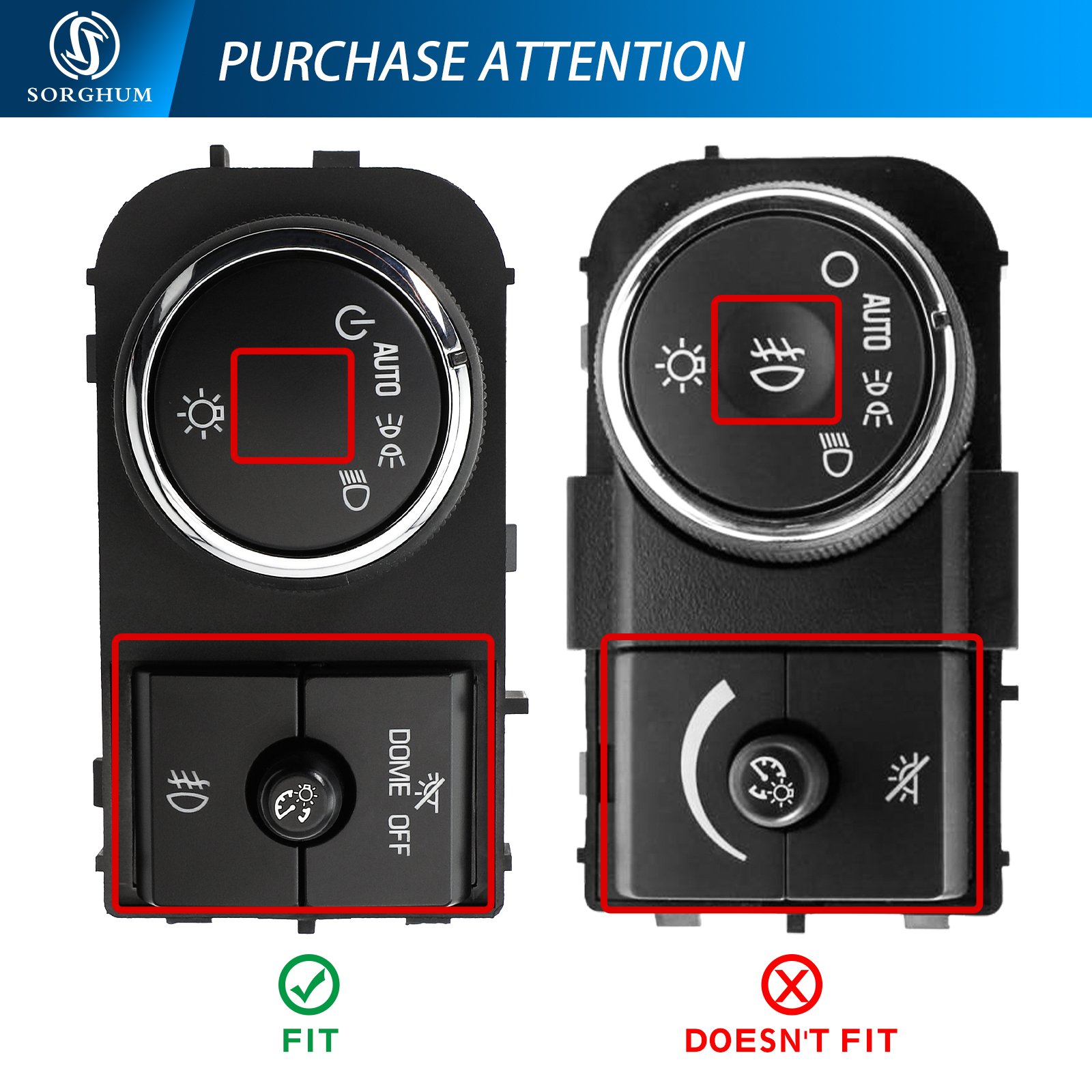 Sorghum 25858705 Headlight Fog Light Switch for 2007-2014 Chevy Silverado Tahoe GMC Sierra Yukon