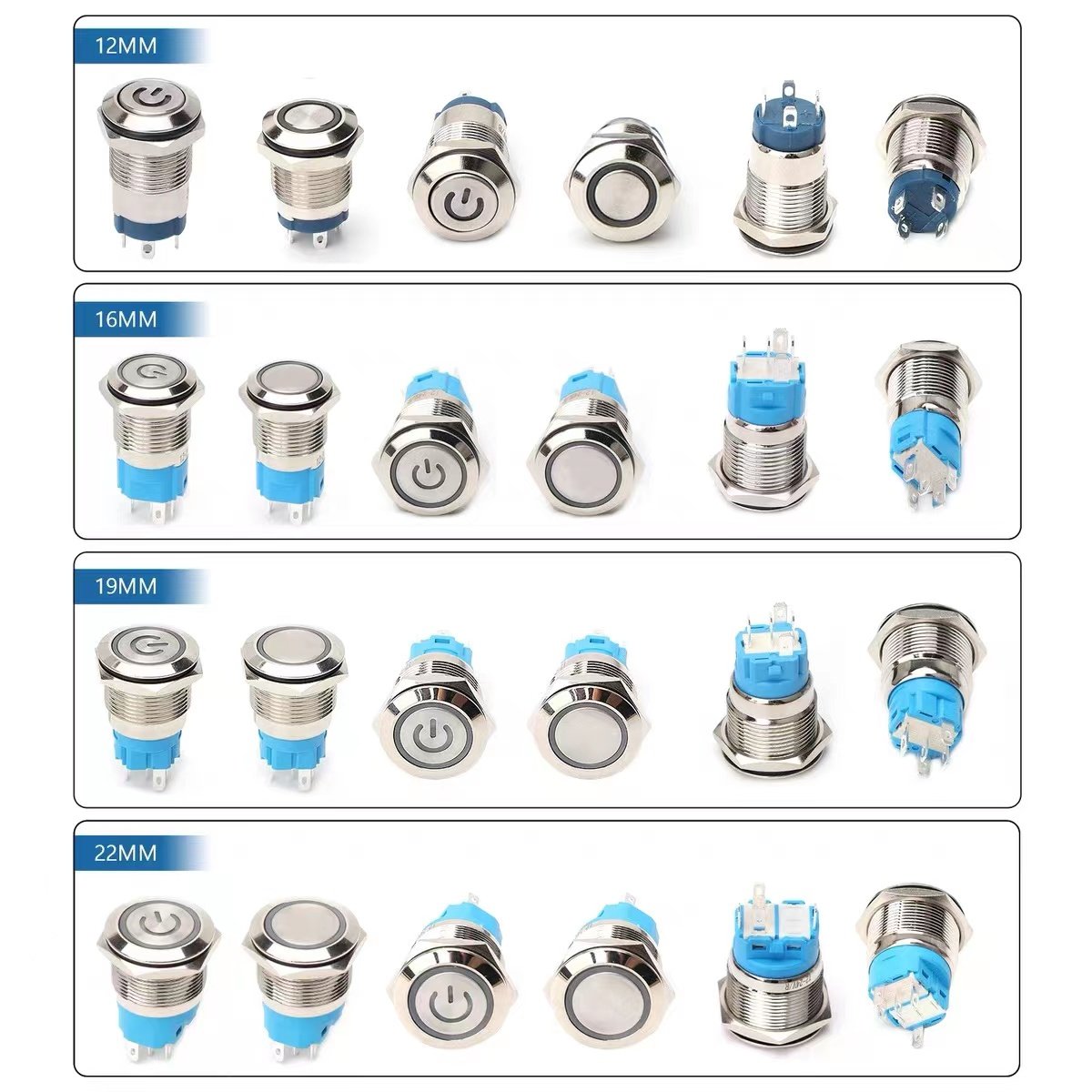 Factory Supply 12/16/19/22mm Metal Momentary /Latching Push Button Switch