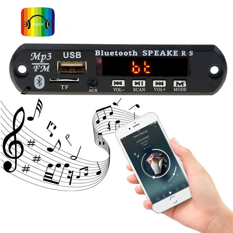 Bluetooth 5.0 Receiver Car Kit MP3 Player Decoder Board Color Screen FM Radio TF USB 3.5 Mm AUX Audio System for Iphone samsung